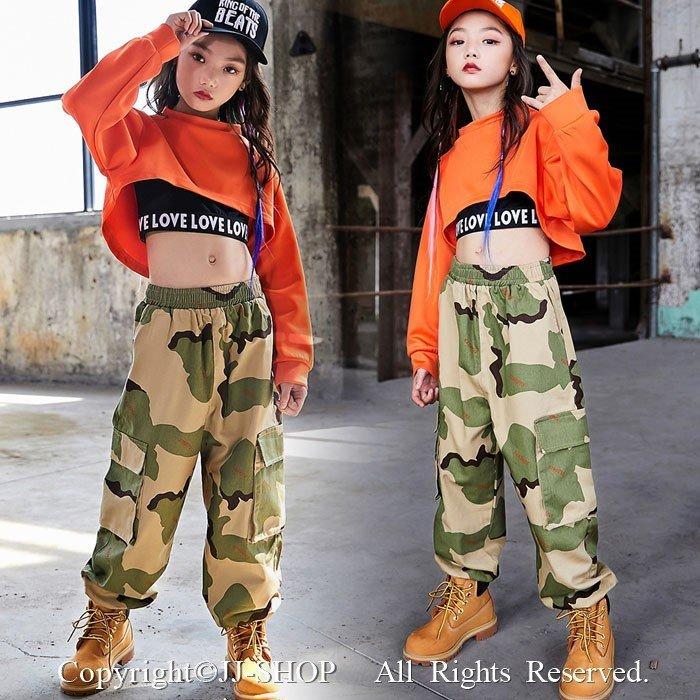 キッズ ダンス衣装 ヒップホップ HIPHOP 迷彩柄 子供 男の子 Ｔシャツ 迷彩ズボン ジャズダンス衣装 体操服 ステージ衣装 練習着 演出  キッズ軍服 通販