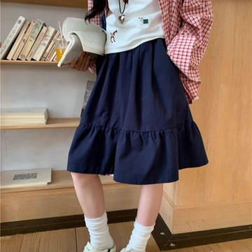 【臺灣出貨】夏季日系半身裙女  春夏季2026年新款高級感學院風半裙高腰傘裙a字短裙  4WH