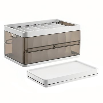 衣物收納箱 附蓋7格款  茶色  24 x 39 x 19cm  1個