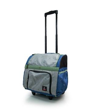 安琪圈圈 多功能雙輪寵物拉桿箱-灰藍色