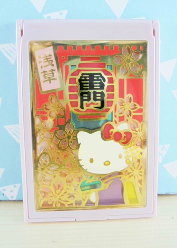 【震撼精品百貨】Hello Kitty 凱蒂貓-HELLO KITTY摺疊鏡-雷門圖案-粉色