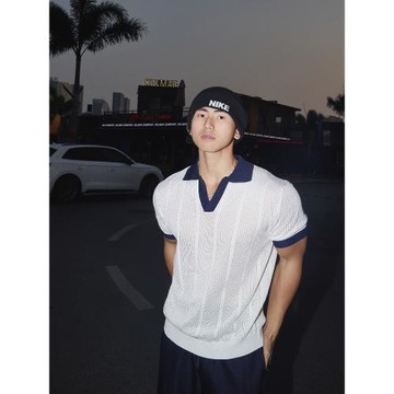 PAPASLILMONSTER美式復古夏季翻領短袖T恤男針織休閑POLO衫潮