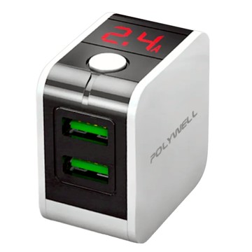 POLYWELL 寶利威爾 12W LED數顯自動斷電快充頭  白色  1個