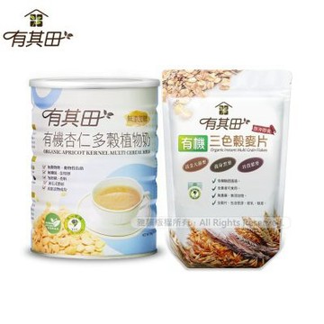 【有其田】有機多穀植物奶活力早餐組(杏仁1罐+穀麥片x1包)