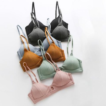 法式三角杯女式棉內衣內褲一套裝睡眠文胸無鋼圈晚上睡覺胸罩薄款