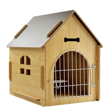 寵物小木屋 鐵門款 大(58 x 44 x 59cm) 紅松色  堅固耐用  防啃咬  1個