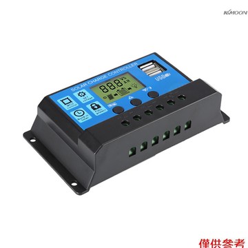 30A太陽能充電控制器12V/24V自動識別PWM參數可調液晶顯示器雙USB端口帶光學延遲模式 TJK YJSS-30A