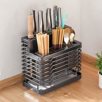 日本MUJIE304不銹鋼刀架子廚房置物架臺面筷籠筷子筒一體菜刀架