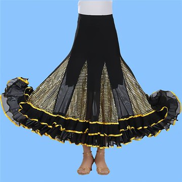 半身裙高腰大擺舞裙廣場舞亮片長裙摩登交誼國標舞裙