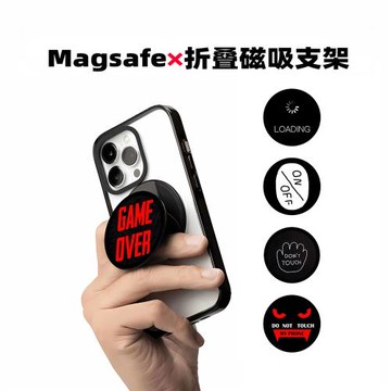Magsafe鏡面磁吸手機支架氣囊折疊伸縮新款卡通情侶 創意藝術英文