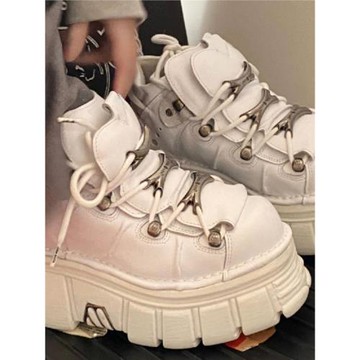 亞比賽博哥特皮鞋重金屬松糕朋克鞋男女同款厚底鞋暗黑搖滾機車靴