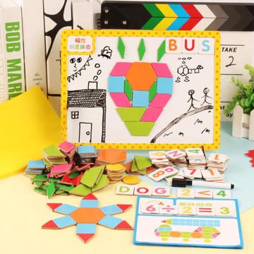 益智區玩具小中班幼兒園大班材料兒童磁性幾何拼圖蒙氏早教男女孩