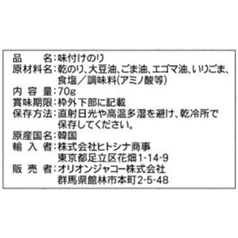 オリオンジャコー ぶっかけ韓国のり もみのりタイプ 70g×12個