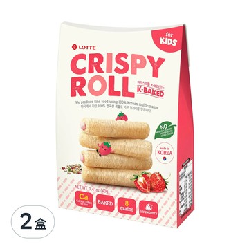 LOTTE 樂天 兒童捲心棒 8種穀物 K-Baked 非油炸  草苺味  40g  2盒