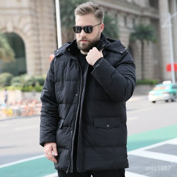 原單外貿男士中長款中老年上新特大碼胖子肥佬加肥加大立領羽絨服 D9SN