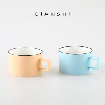 陶瓷小清新馬克杯早餐牛奶咖啡杯粉藍色下午茶水杯高顏值卡馬龍女