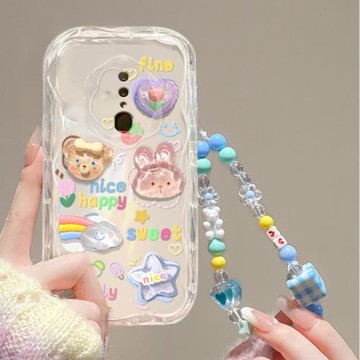 適用oppoa9手機殼女生a9x新款OPPO創意PCAM10網紅A9 2020可愛手鏈防摔保護套立體涂鴉公仔
