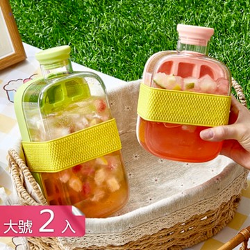 【荷生活】密封防漏免開蓋隨行造型水壺 按壓脫模注水式零接觸多格製冰盒-大號2入組