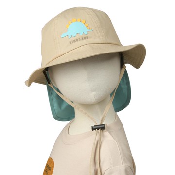 akachan honpo - 圓頂帽-附防曬遮陽布 立體裝飾-淺卡其色