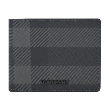 BURBERRY  經典格紋帆布6卡對開短夾(炭灰色)