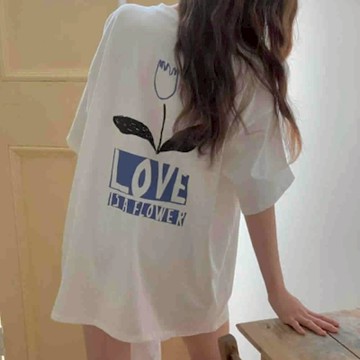 正韓T恤 印花五分袖T恤FIE1076-創翊韓都