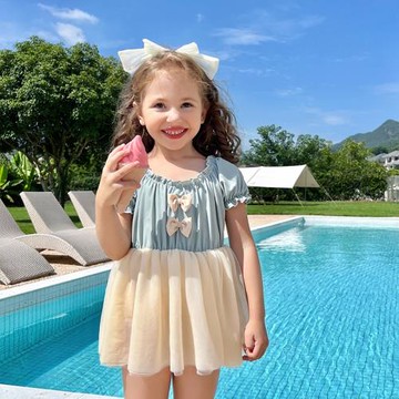 2024新款兒童泳衣可愛公主女童游泳衣寶寶連體3歲洋氣小女孩泳裝