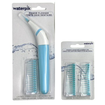 [5美國直購] Waterpik FLA-220 (淺藍) 高速震動電動牙線棒 1入含15牙線頭 + FT-01 替換牙線頭 30支_AA2