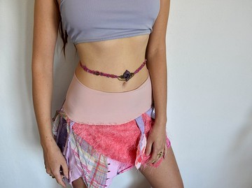 粉色仙女花邊腰帶，紫水晶卡哇伊肚皮腰帶