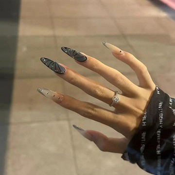 🎀台灣出貨🎀暗欲極夜純手工穿戴甲秋款貓眼法式星空閃鉆高級純欲ins風美甲