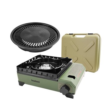 【Iwatani岩谷】究極綠武士磁式瓦斯爐3.3kW-附收納盒&不沾烤肉盤