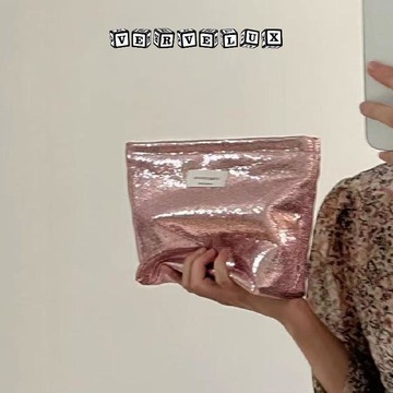 两件9.9折🔥臺灣出貨🔥可開發票✅便攜爆閃手大容量手拿包新款收納原創簡約外出化妝包整理洗漱