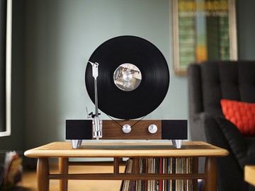 Gramovox葛萊美胡桃木豎立式黑膠唱片機復古留聲機客廳藍牙音響