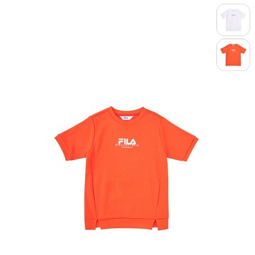 【FILA】KIDS 女童款 長版上衣-橘色 5TEX-8316-OR