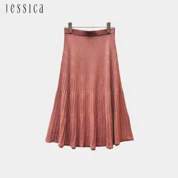 JESSICA - 百搭氣質條紋百摺針織長裙242D02