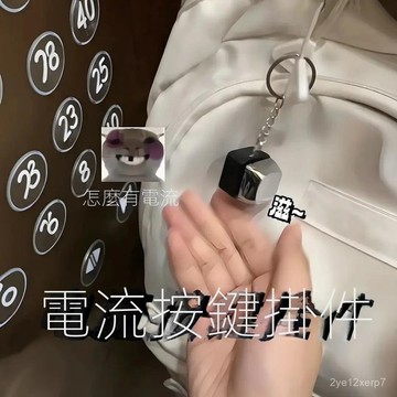 ⚡在臺出⚡新款電人按鍵整蠱玩具噁搞整人神器帶dian按鍵鑰匙扣掛件解壓 5OLP