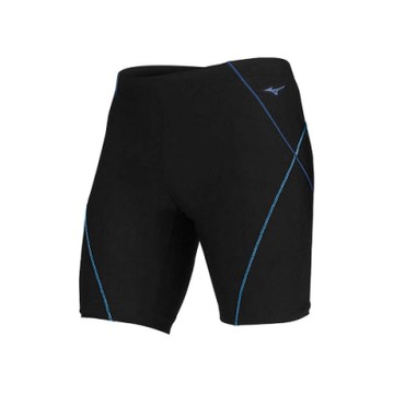 MIZUNO 男 FITNESS五分泳褲  SWIM 黑藍水藍