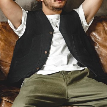 馬登工裝美式復古疊穿獵裝馬甲內搭無袖背心阿美咔嘰夾克外套男潮