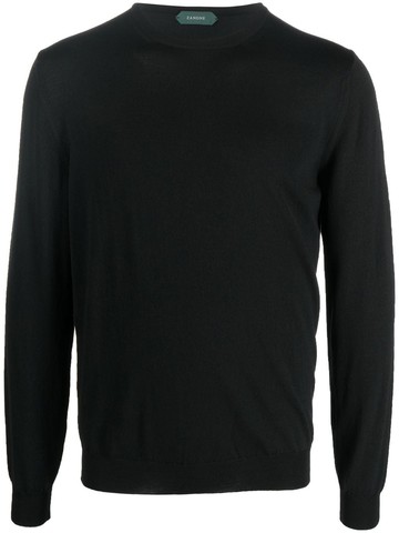 Zanone - crew-neck long-sleeve jumper - men - Polyamide/Virgin Wool - 50 - Black