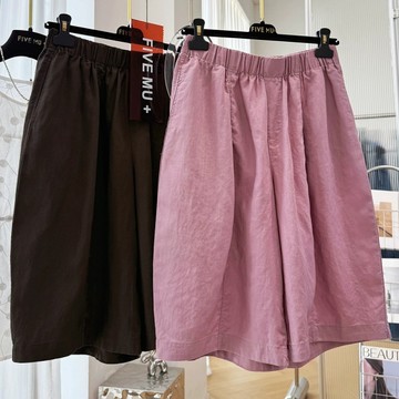 ＊ORead＊棉麻鬆緊腰休閒褲薄款五分褲(2色M~2XL)