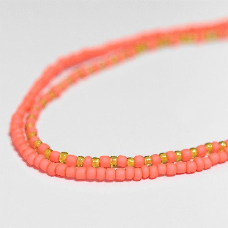 PERAPERAK ペラペラック ボヘミアン 蛍光 マット ピンク オレンジ クリア ビーズ 3WAY ネックレス ブレスレット ロング Bead  Necklace Pink Yellow | LINEブランドカタログ