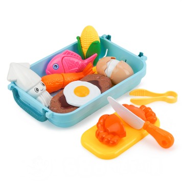 8入牛排海鮮美食切切樂(牛排版)(附收納籃+刀夾子+砧板)(籃子顏色隨機)(安全漆ST848A)【888便利購】