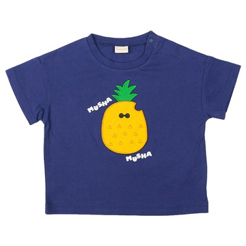 akachan honpo - 短袖T恤-立體造型圖案-深藍色