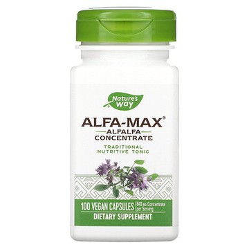 Nature's Way, Alfa-Max，紫花苜蓿濃縮物，840 毫克，100 粒全素膠囊（每粒膠囊 420 毫克）