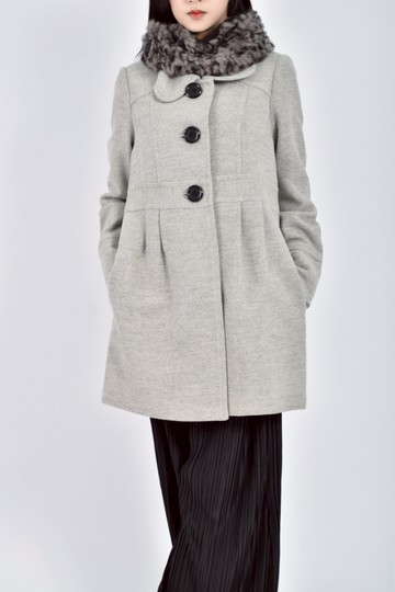 (S) dita質感長袖毛毛大衣灰色外套
