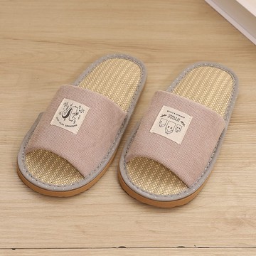 清新家居室內蓆拖鞋-藕粉