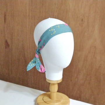 小牛村 手工髮飾 鋁線髮帶 氣質復古【綠湖紅花】湖水綠