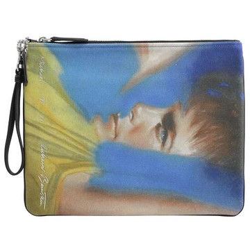 COACH 2021 繪畫印花造型大手拿包/萬用包.藍