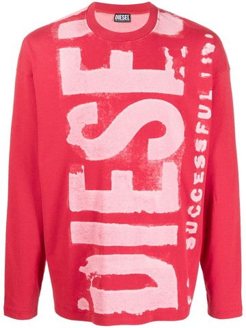 Diesel - T-Wasrib logo-print T-shirt - men - Cotton/Spandex/Elastane - XL - Red