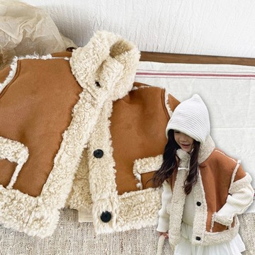 復古麂皮絨毛高領背心 內搭 馬甲 夾克 外套 刷毛 女童 兒童 童裝 橘魔法 現貨【BB6377】