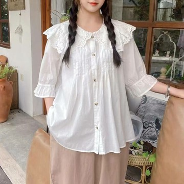 純棉刺繡翻領襯衫240314